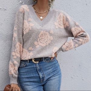 Rose pattern sweater